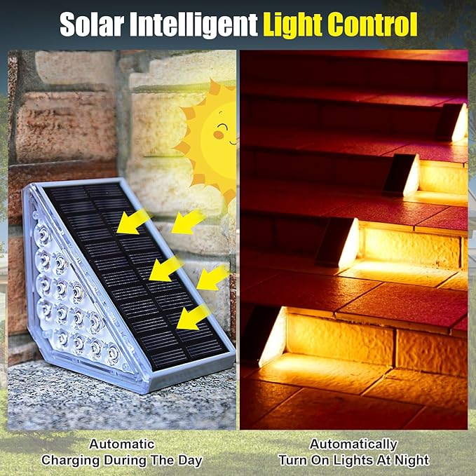 Solar Outdoor Step Lights, 2 Pack Solar Deck Lights